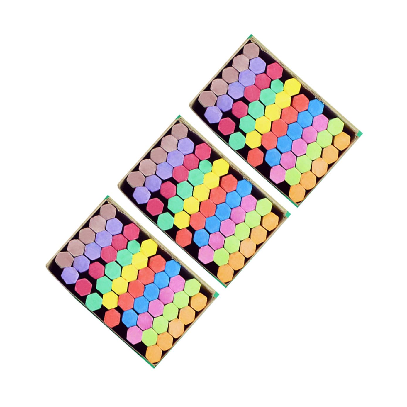 3 Boîtes de Craies Colorées Hexagonales sans Poussière 150 Pièces Légères et Portables pour Tableau Noir Craies Pédagogiques École Maternelle Primaire et Usage Domestique