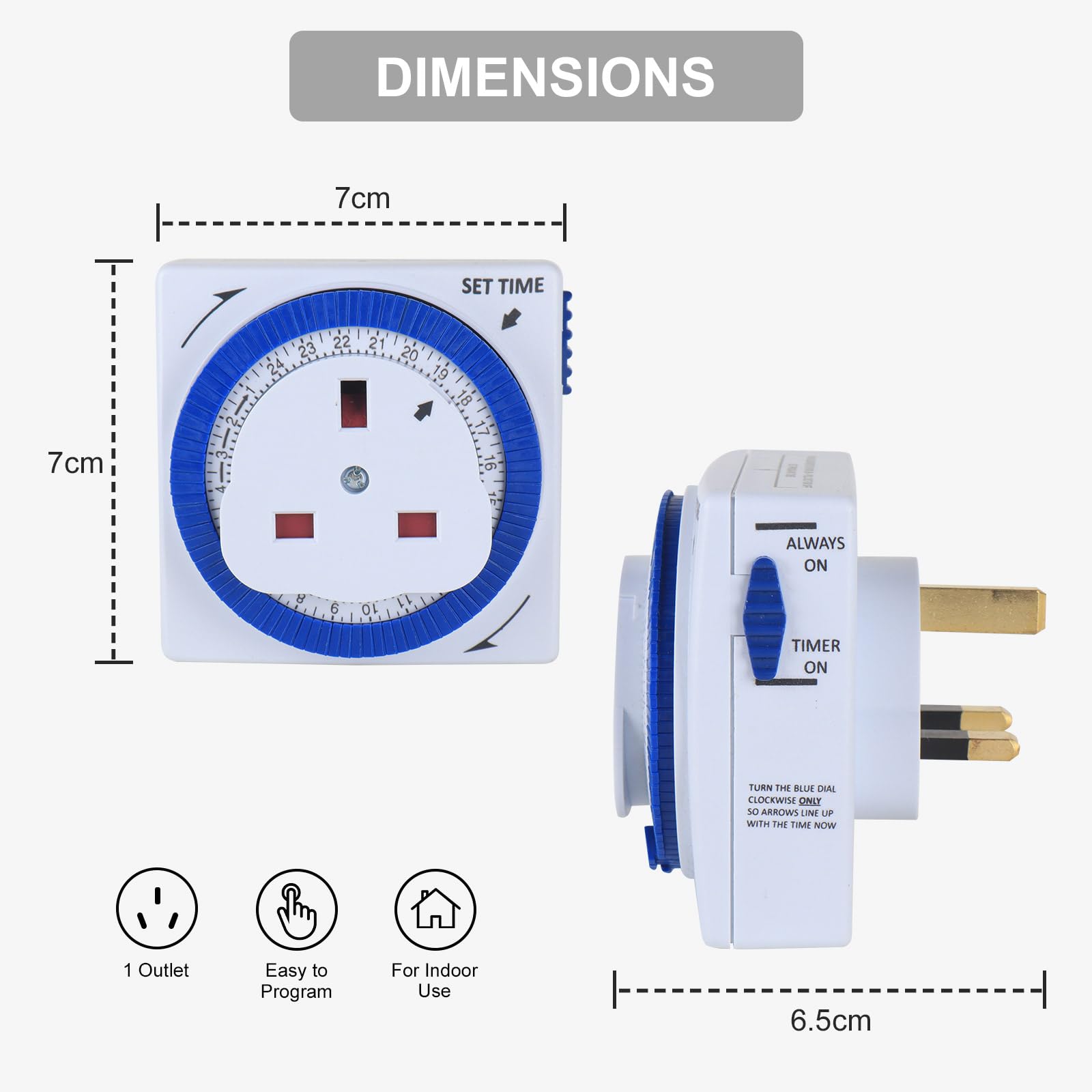 Mechanical Indoor Timer Socket Switch, 24 Hour Segment Timer Light Switch for Indoor Lights Christmas Lights and Home Appliances,3 Pack - Image 2