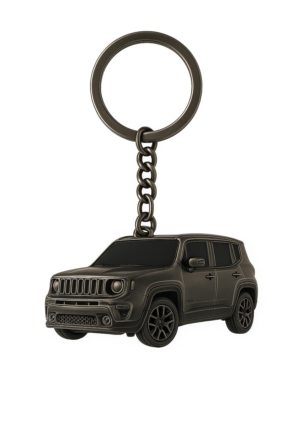 Tech11 Unisex Grey Car Keychain - Stylish Metal Key Ring Compatible With Jeep Renegate For Car Enthusiasts And Collectors (Grey)