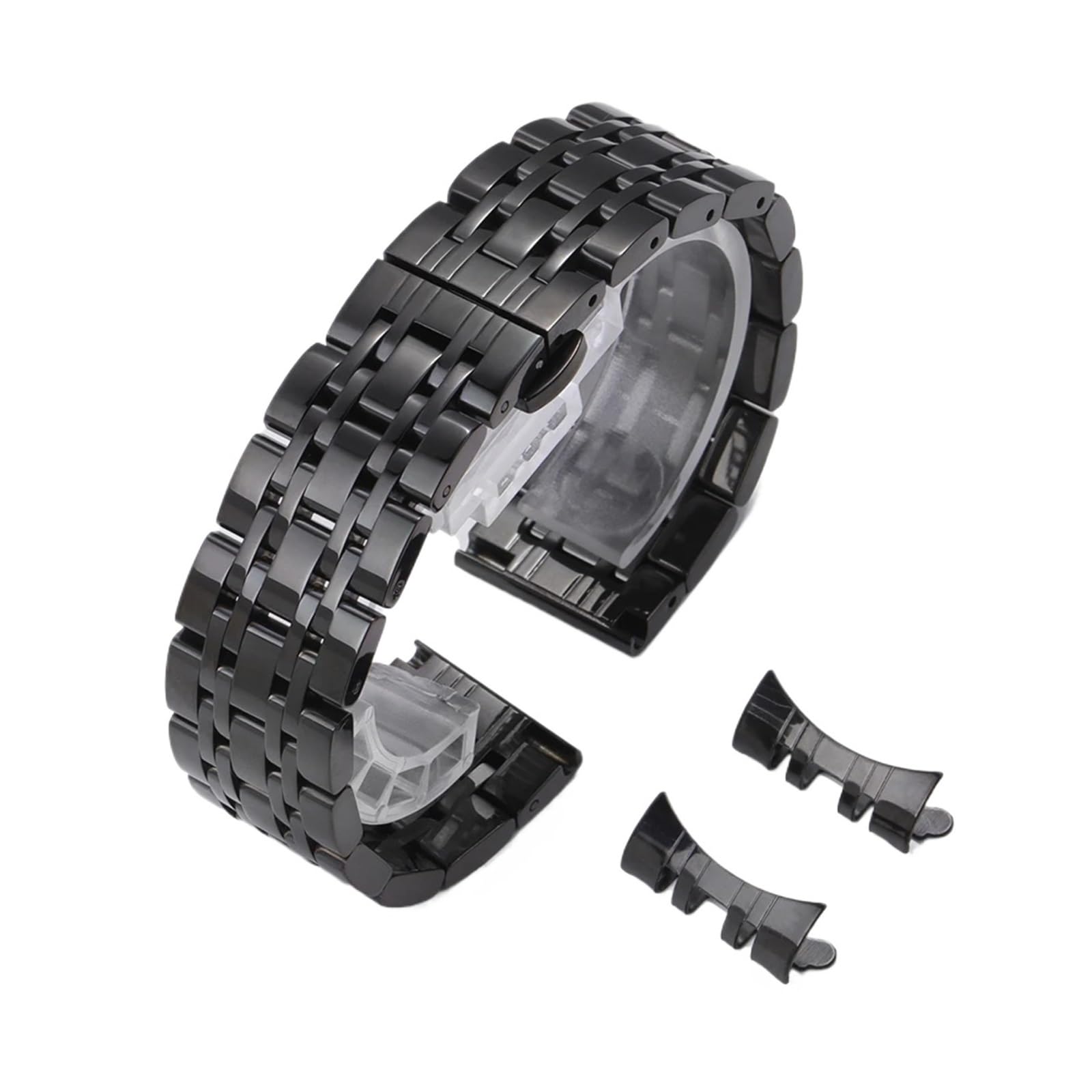 HuanJ Bracelet De Montre En Acier Inoxydable Massif, Boucle Papillon, Disponible 12, 14, 16, 18, 19, 20, 21 Et 22 Mm
