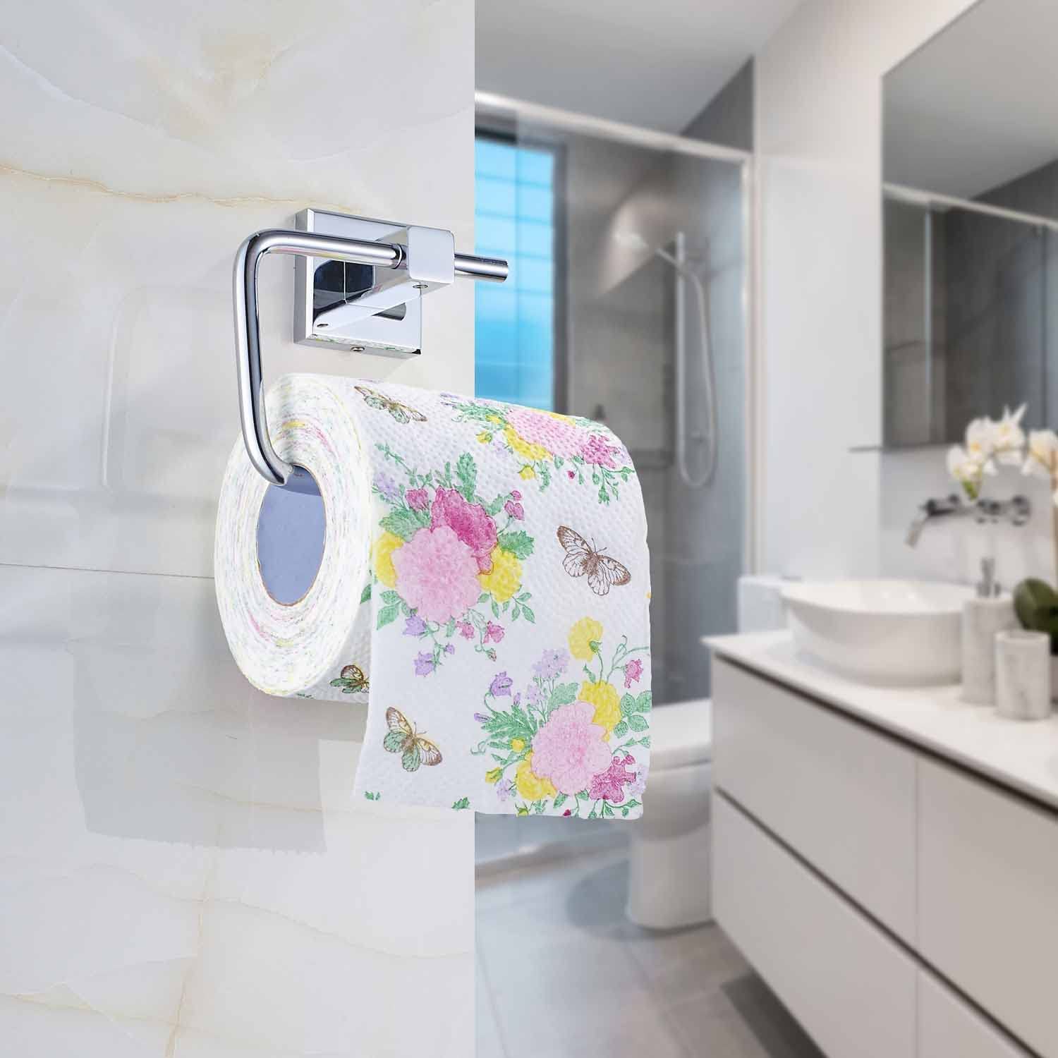 1x Toilettenpapierhalter + 2x Handtuchhaken Badezimmerset Selbstklebend Schwarz