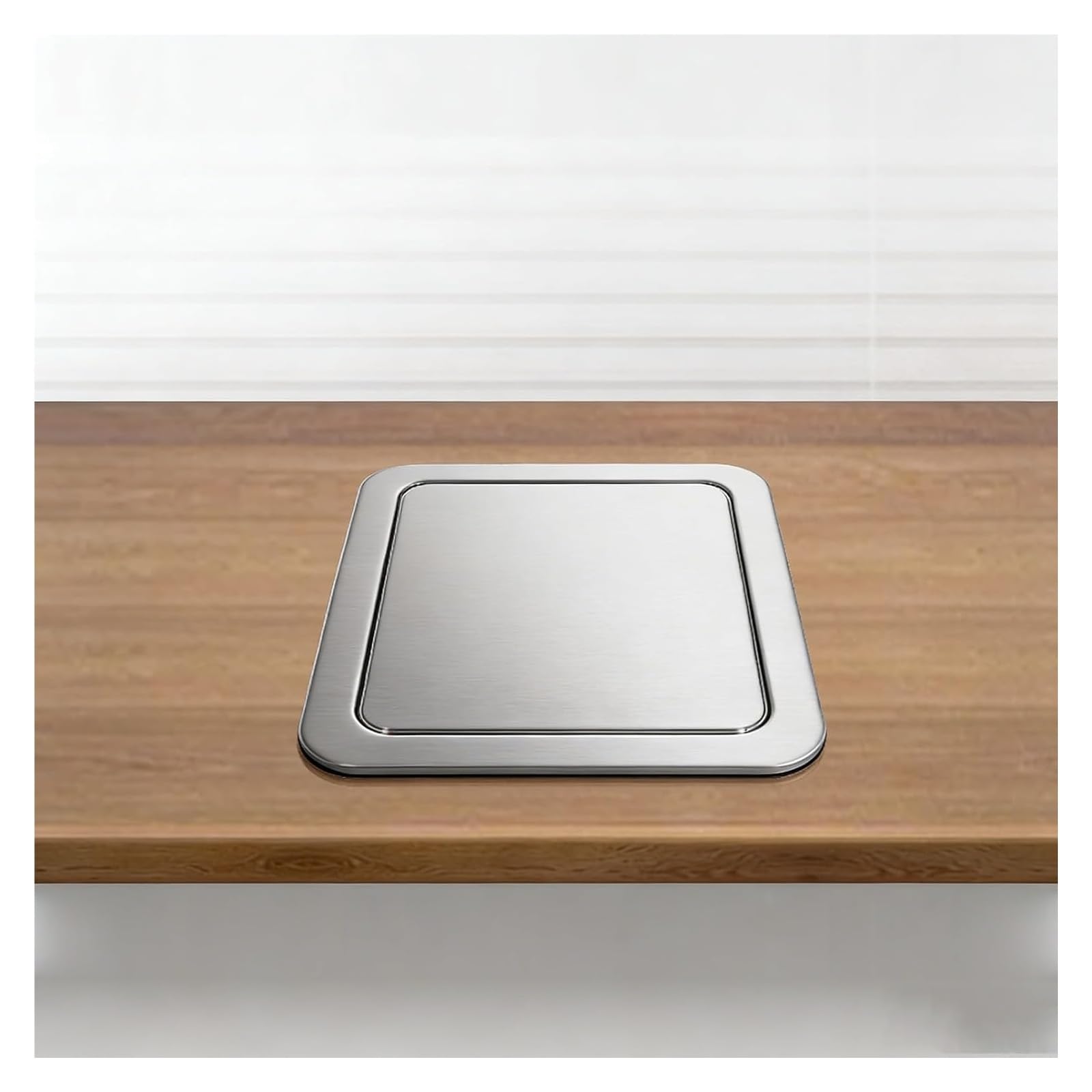 Trash Can Top Bins, Stainless Steel Flap Countertop Trash Can Lid Cover Embedded Bin Replacement Gray Silver(Onecolor)