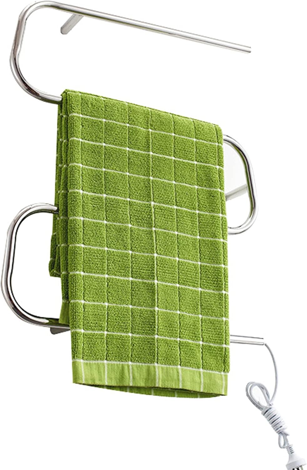 Electric Heated Towel Drying Rack Home Bathroom Plug in Wall Mounted Heated Towel Rail Radiator 304 Stainless Steel Towel Warmer, Polished Finish, 450X600x110mm