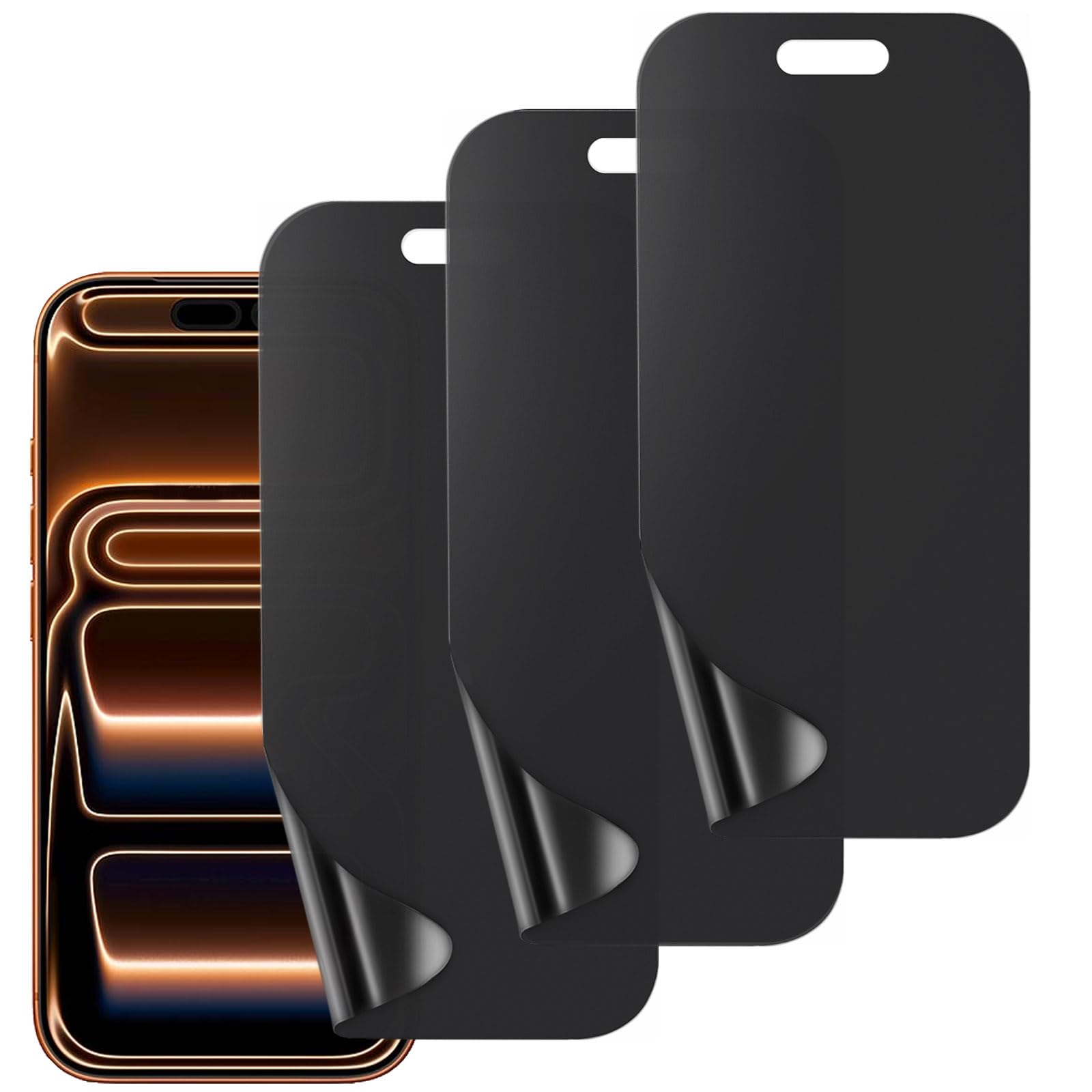 3 Piezas Mate Protector Pantalla Privacidad Compatible con iPhone 17 Pro Max, Delgado Suave Antiespía Película Protectora de TPU Hidrogel, Antirreflejos, Sensibilidad, Reparación Automática