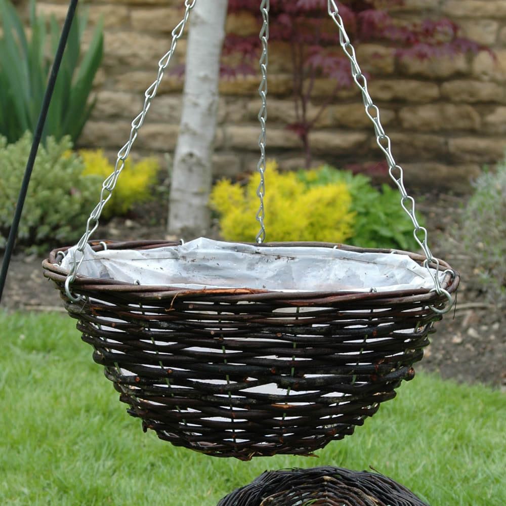 Yougarden Brown Set Of 4 35Cm Rattan Hanging Baskets