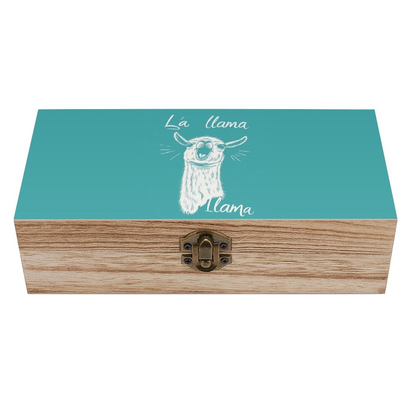 Oudrspo Cute Llama Singing Retro Wooden Storage Box Keepsake Jewelry Decorative Art Storages Box Gift Boxs