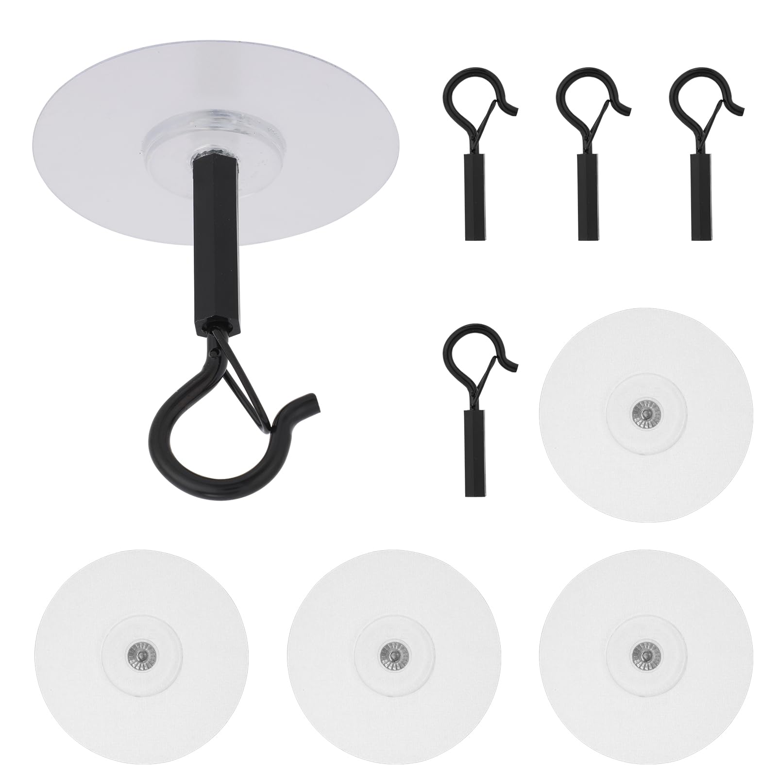 Goktvai 5pcs Self Adhesive Ceiling Hooks, No Drill Heavy Duty Stick on Ceiling Hangers for Hanging Plants Bird Feeders Lanterns Planters Wind Chimes Lights Sticky Wall Decor Decorations (Black)