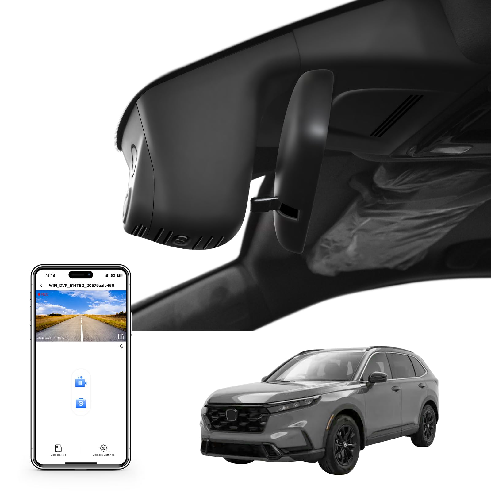 Mangoal 4K Honda CRV Dash Cam Custom fit for Gen6 CR-V & CR-V Hybrid 2023-2026(Black)(Model B), Integrated OEM Look, UHD 2160P Video, WiFi & App, 64GB