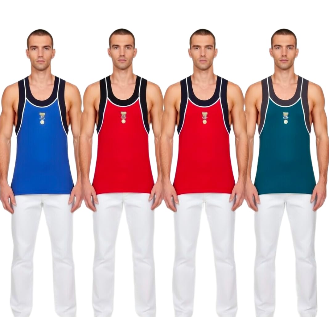 alcozy Mens Gym Vest, Premium Cotton, Contrast Piping, Soft Fabric, Pack of 3-picture-30