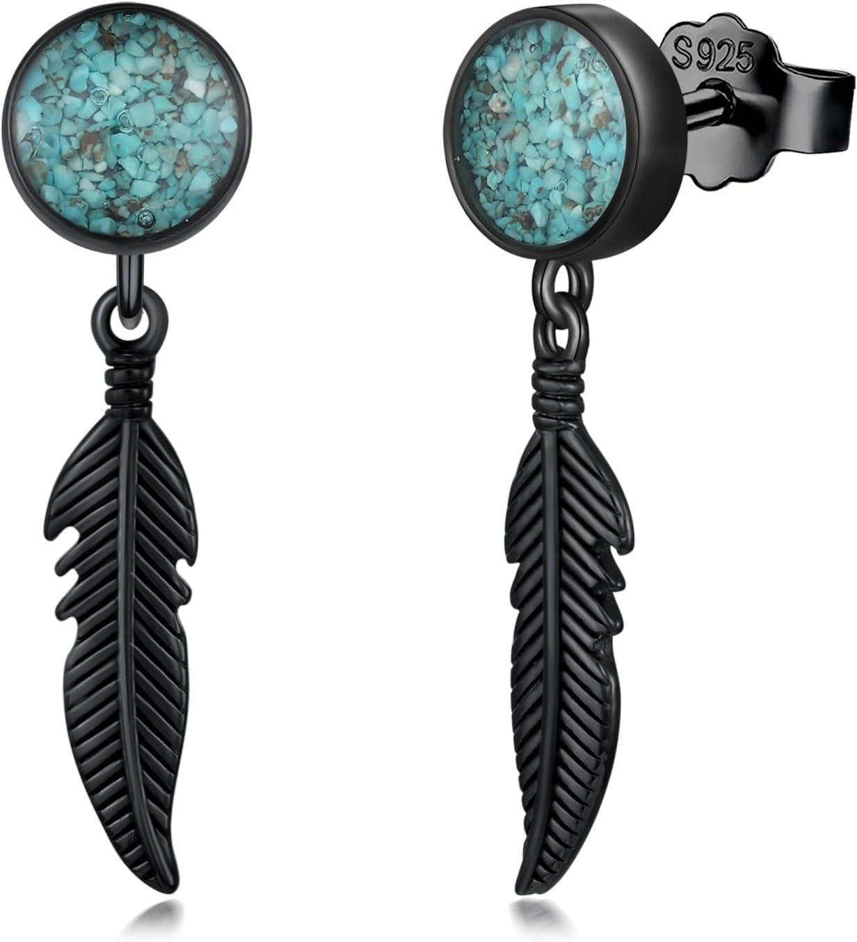 Black Dangle Drop Earrings 925 Sterling Silver Turquoise Earrings Jewelry Gifts for Women Men