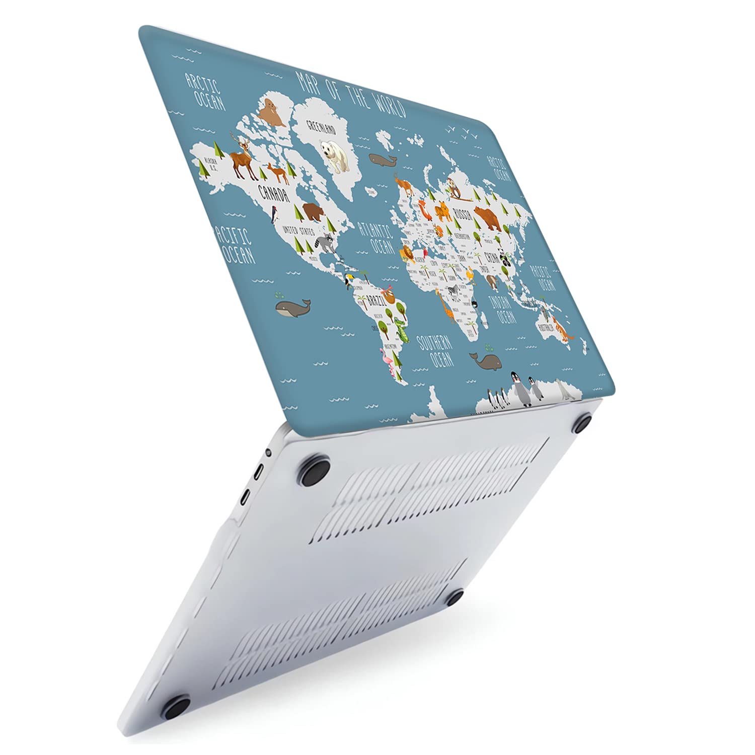 Coque Compatible avec MacBook Air 13,6 Pouces 2022 M2 Version A2681 avec Liquid Retina Display Touch ID, Étui Rigide Protecteur en Plastique, Carte du Monde
