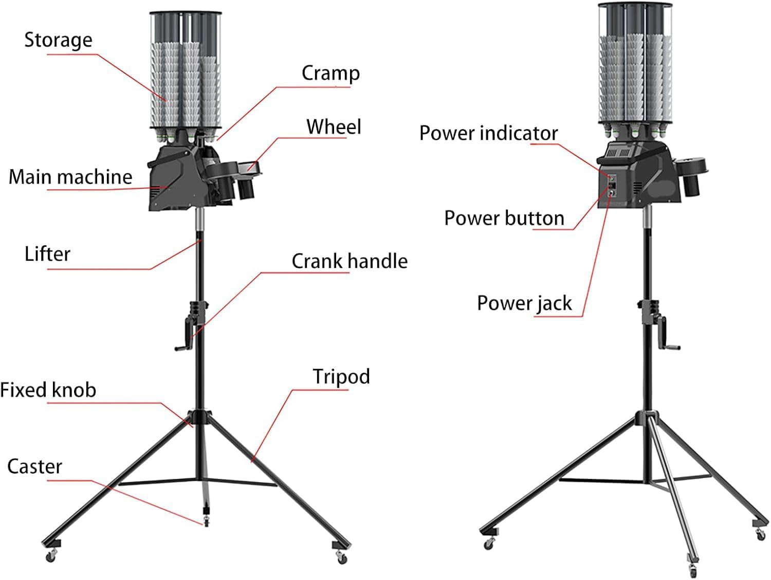 PB-6001 Advanced Badminton Machine: App Controlled, can Hold More Than 180 shuttlecocks, Customizable one-Touch Hitting and Full-Court Random Hitting Modes, for Training