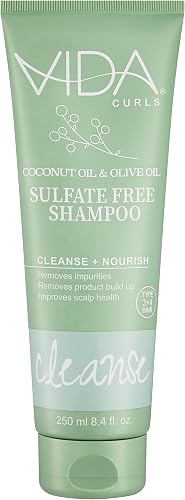 Curls Sulfate Free Shampoo, 250ml, For Kinky Curly Coily Hair, With Coconut & Olive Oil, Gentle Cleansing, Moisture Locking