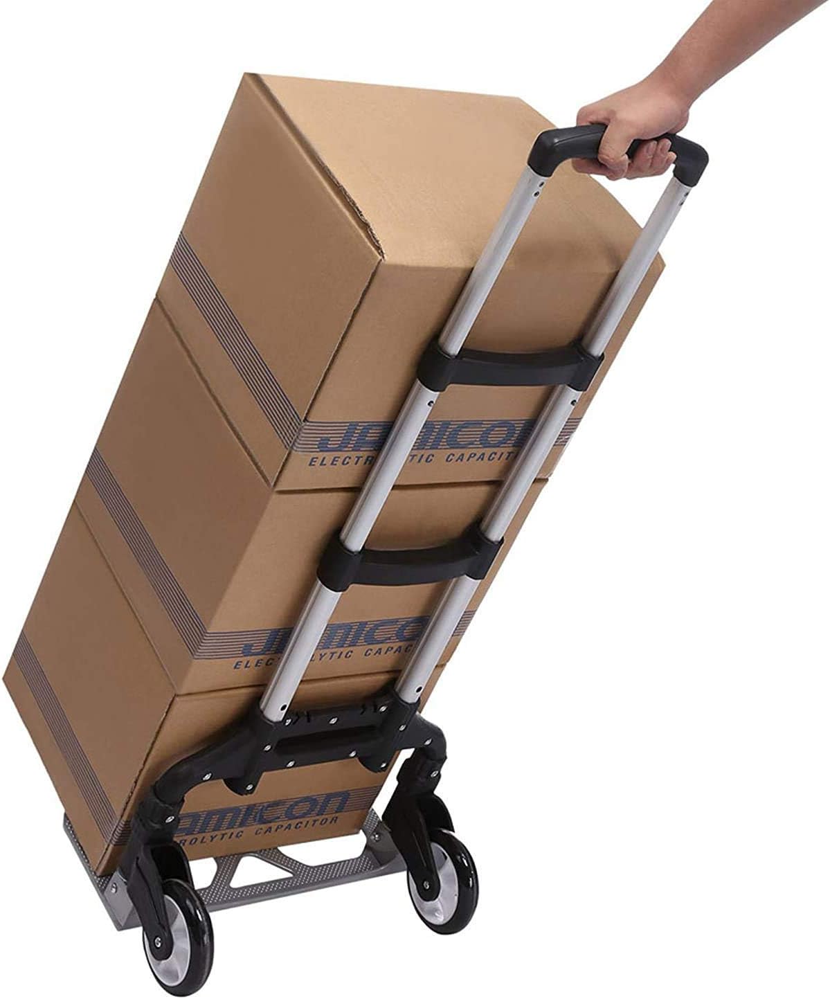 BHAVYATA ENTERPRISEBHAVYATA™ Aluminum Folding Dolly Heavy-Duty Luggage Trolley Cart with Telescoping Handle and Rubber Wheels 80KG Loading Capacity Hand Shopping Trolley