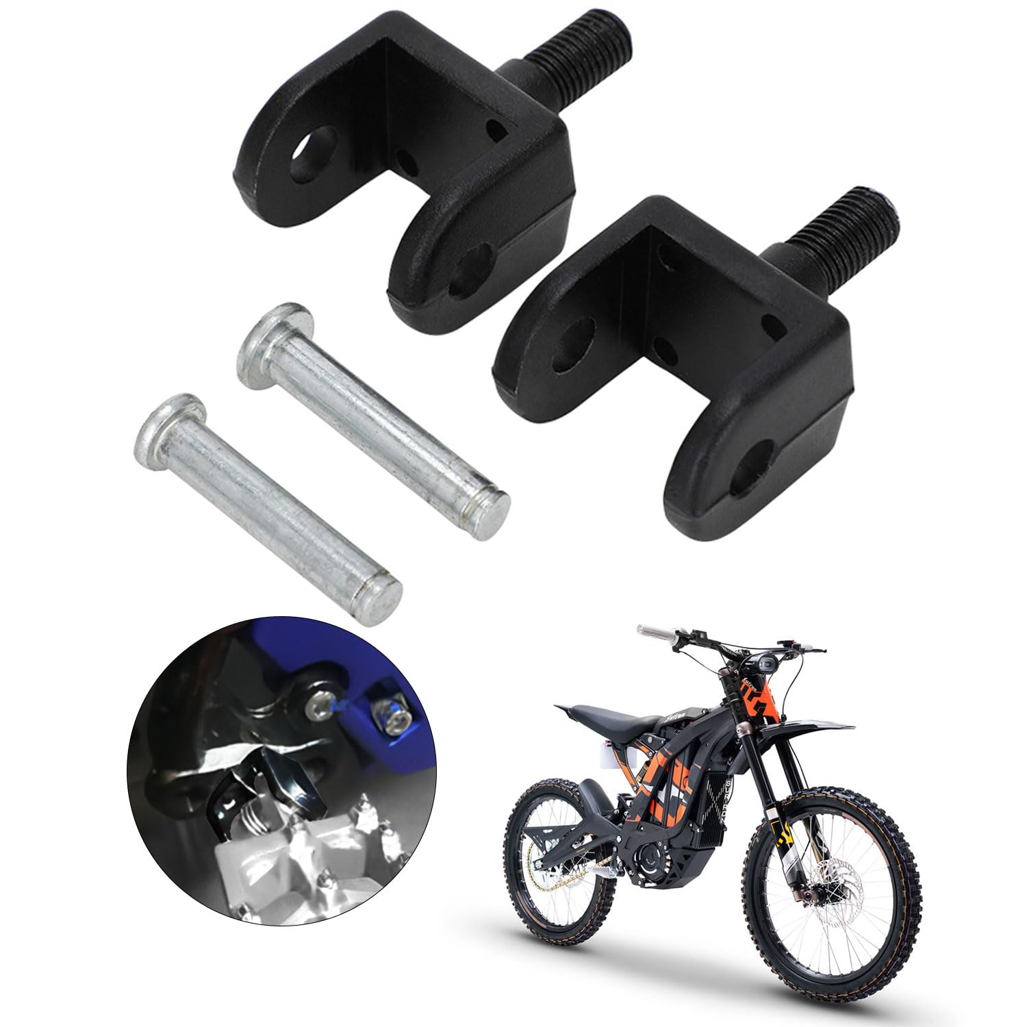 Cross Plus Universal Passenger Footpegs With Built In Multi Tool, For Dirt Bikes And Enduros, Black