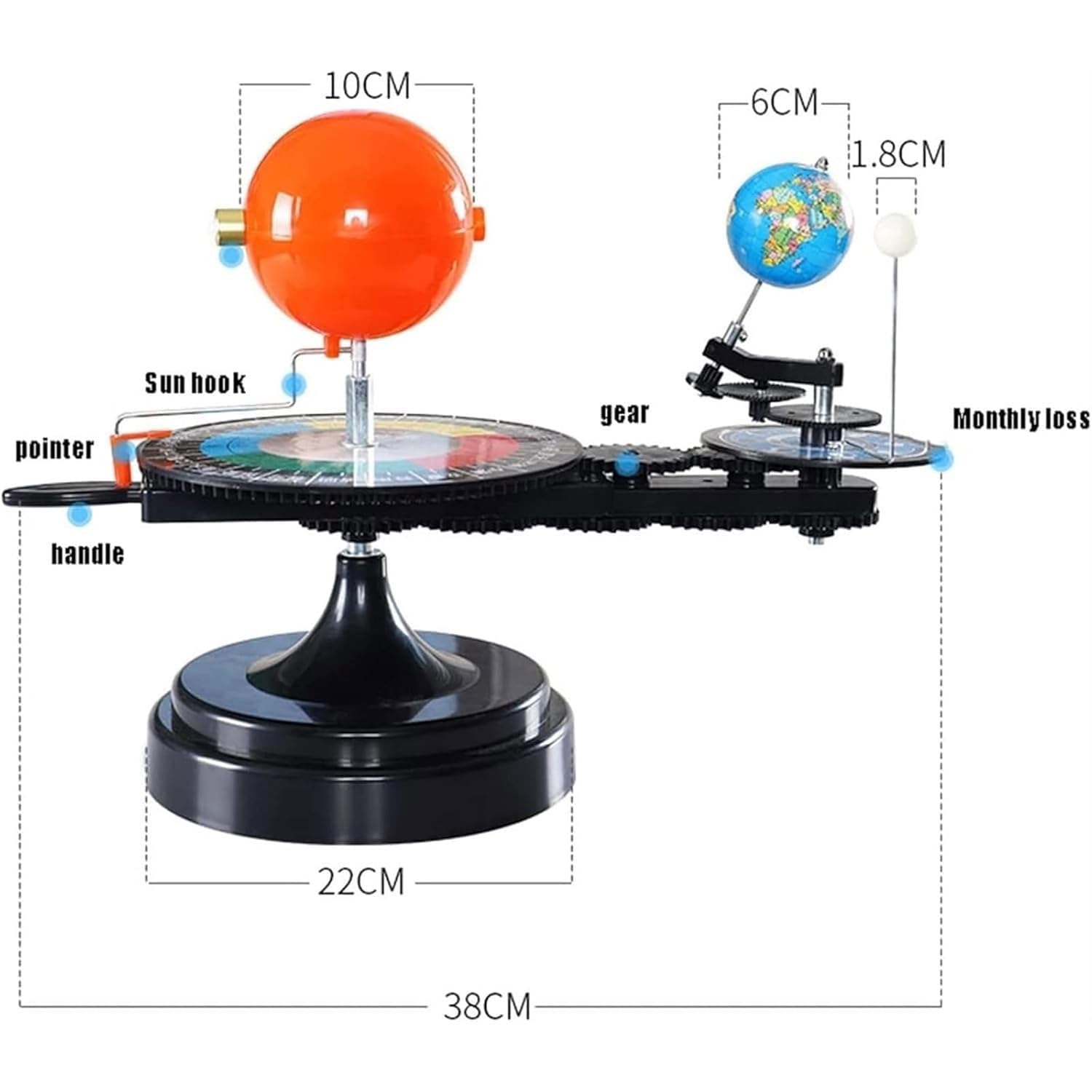 Modello orbitale Sole Terra Luna con Luce - Strumento didattico for la Geografia del Movimento Celeste Kit Completo di esperimenti sul Sistema Solare