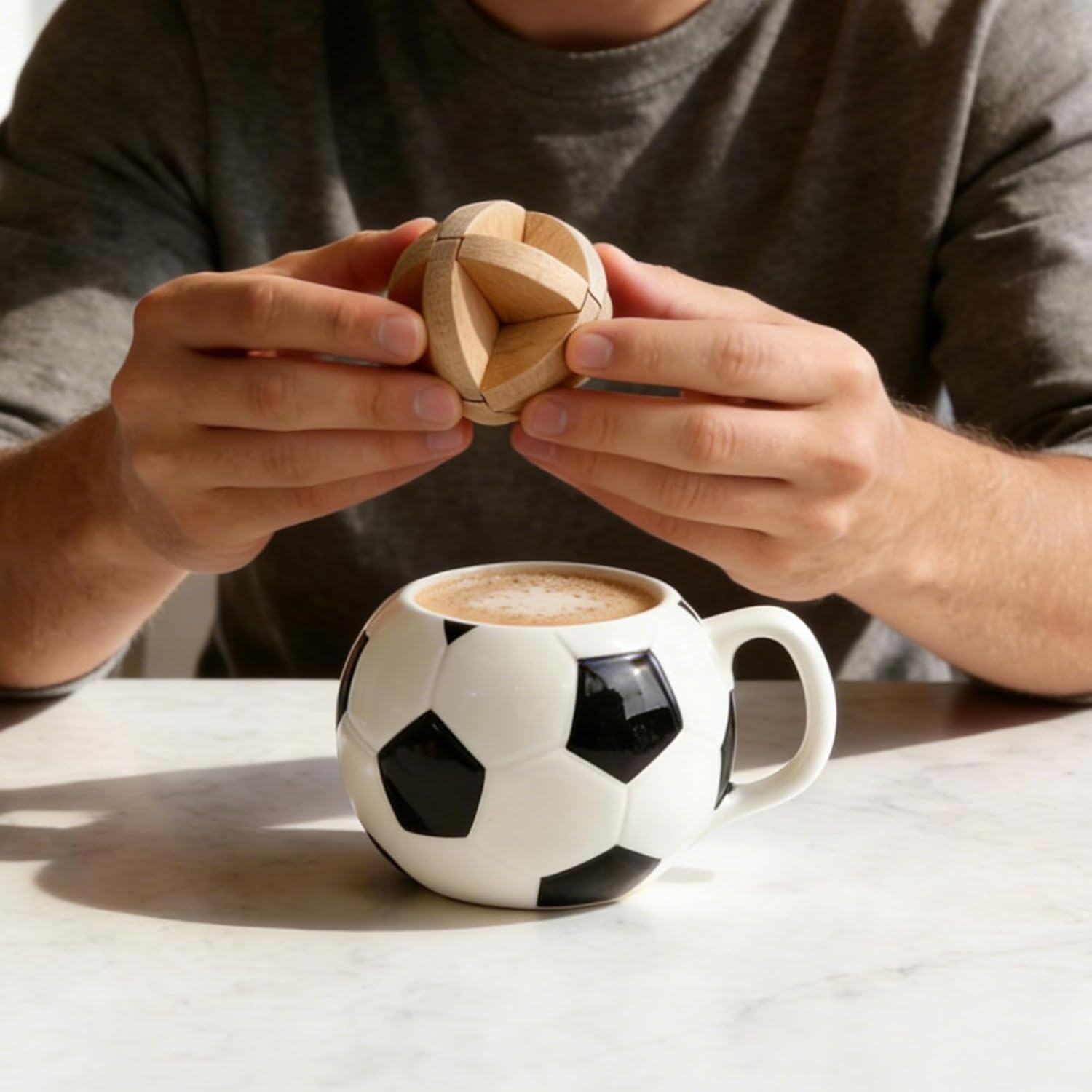 Soccer Mug & Wooden Puzzle Set - Soccer Coffee Mug, Soccer Cup Ideal Gift for Soccer Fans, Perfect for Game Day & Birthdays