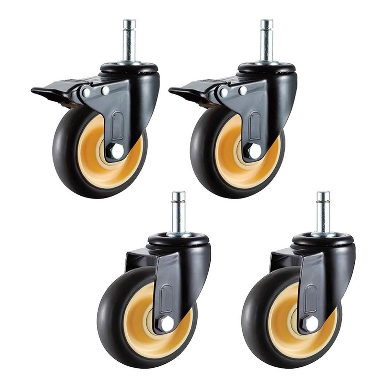 GYRAZXS Heavy Duty Swivel Stem Casters 4pcs TPR Rubber Castor Wheels with Ball Bearing for Trolley Furniture Mute Workbench