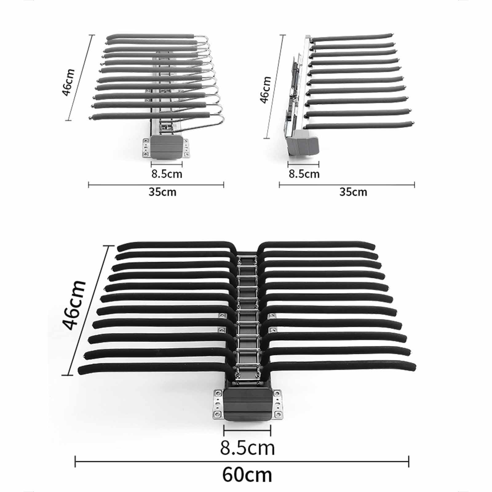 Rack di pantaloni pull out salvaspazio con braccioli da 11/22, appendiabiti in acciaio resistente per stoccaggio organizzato, asta armadio allungabile per una gestione efficiente del guardaroba (dimen