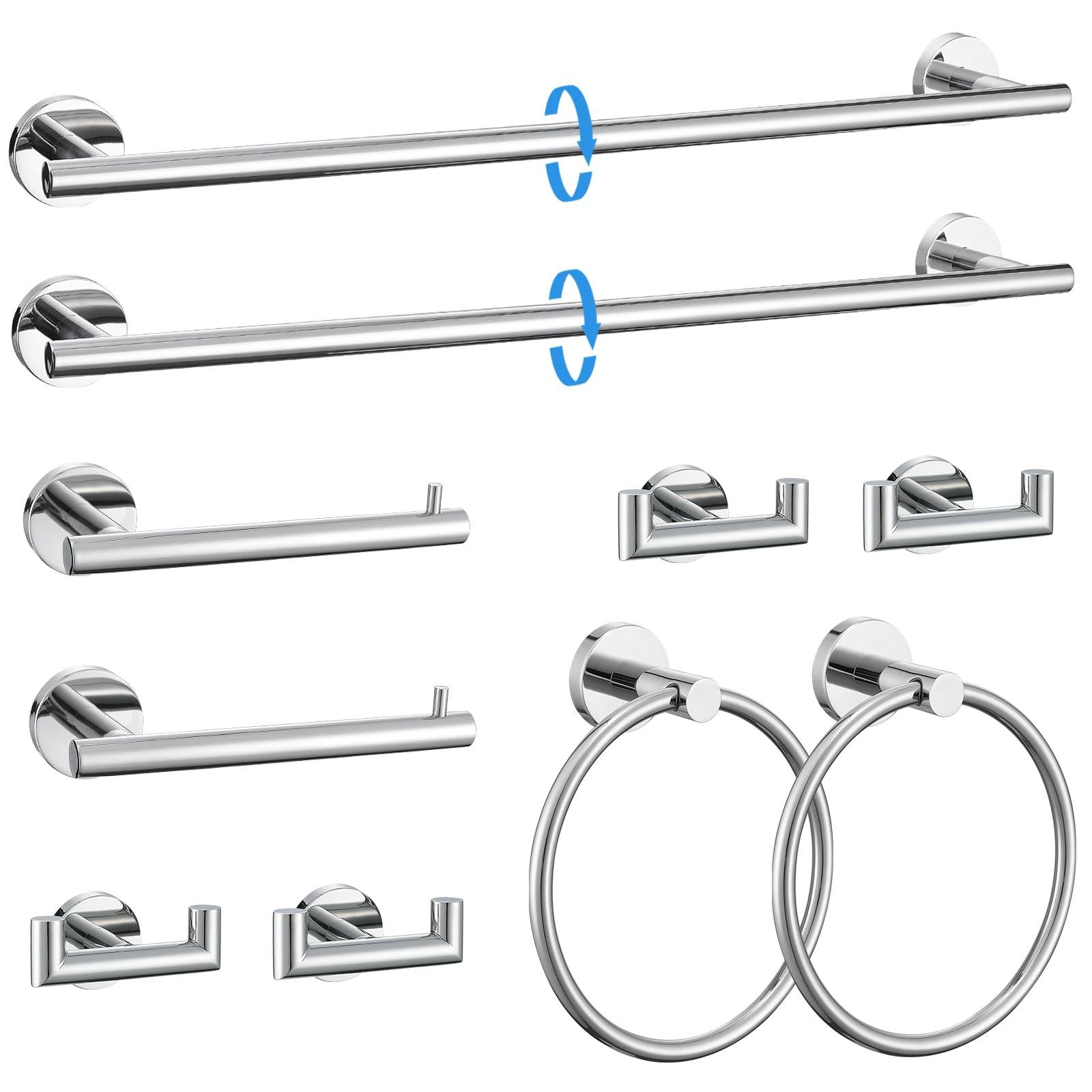 Accessoire salle de bain inox anti-rouille avec porte-serviettes mural