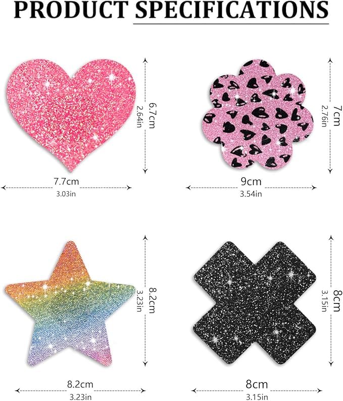 YISIBIA 40 Pcs Nipple Covers For Women Disposable Adhesive Nipple Pasties Stickers Sparkly Breast Rave Pasties (Multi-glitter)2