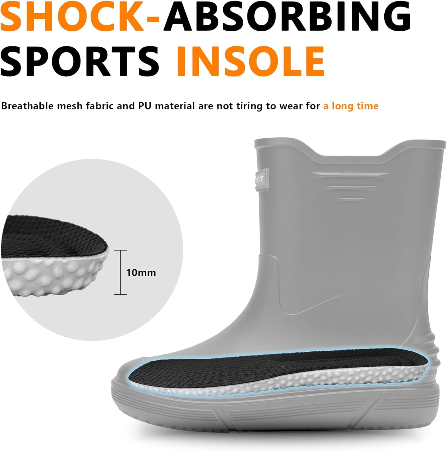 Rain Boots Women Men, Waterproof Non-Slip Rubber Boots, Lightweight Durable Work Mud Boots Gardening Fishing Farming - Image 7