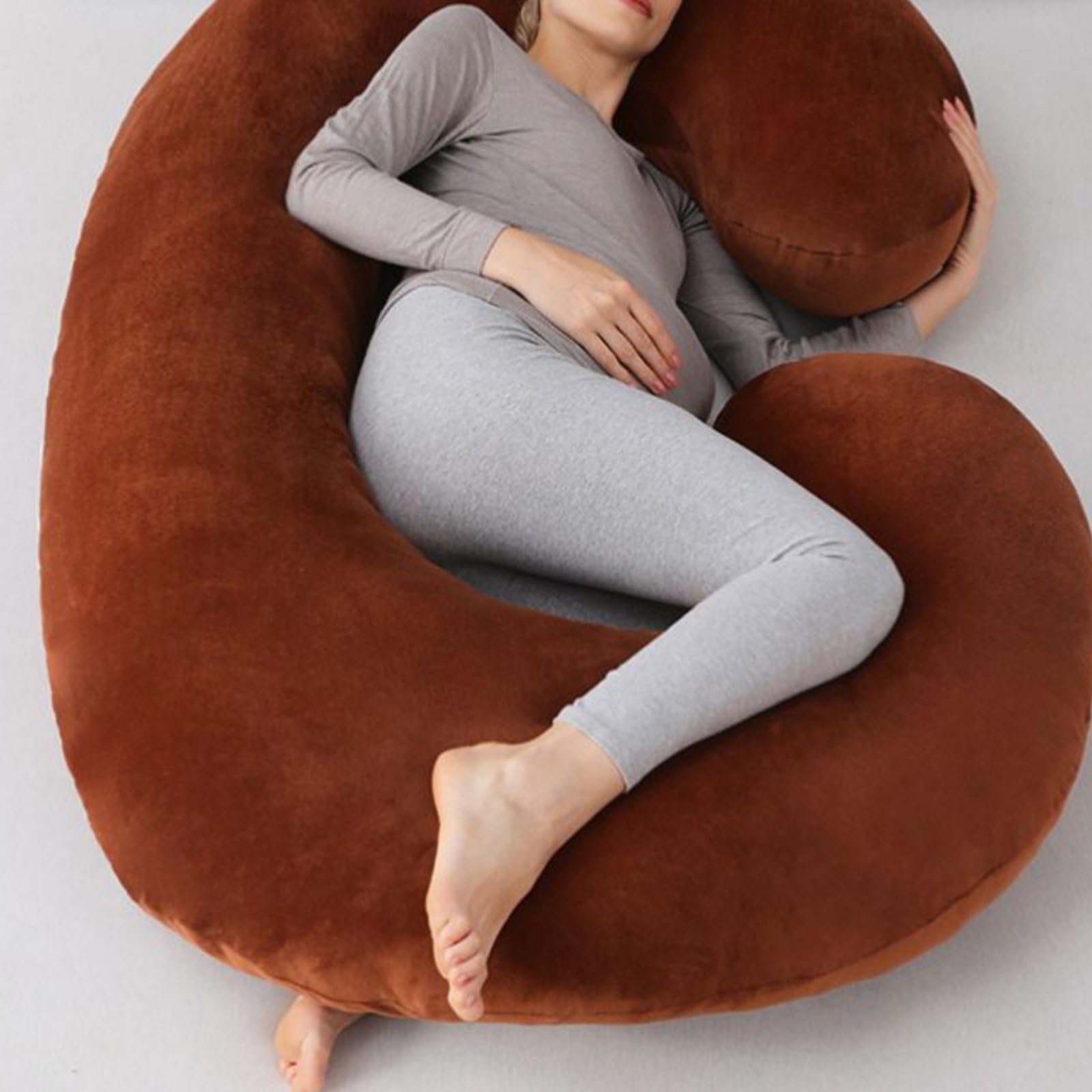 Cuscino Gravidanza U Sagomato Sostegno Ergonomico Multiplo Federa Vellutata Staccabile Riempimento Rinforzato Adatto a Donne Incinte Allattamento Sonno Rilassante, Rosa, 70x140cm