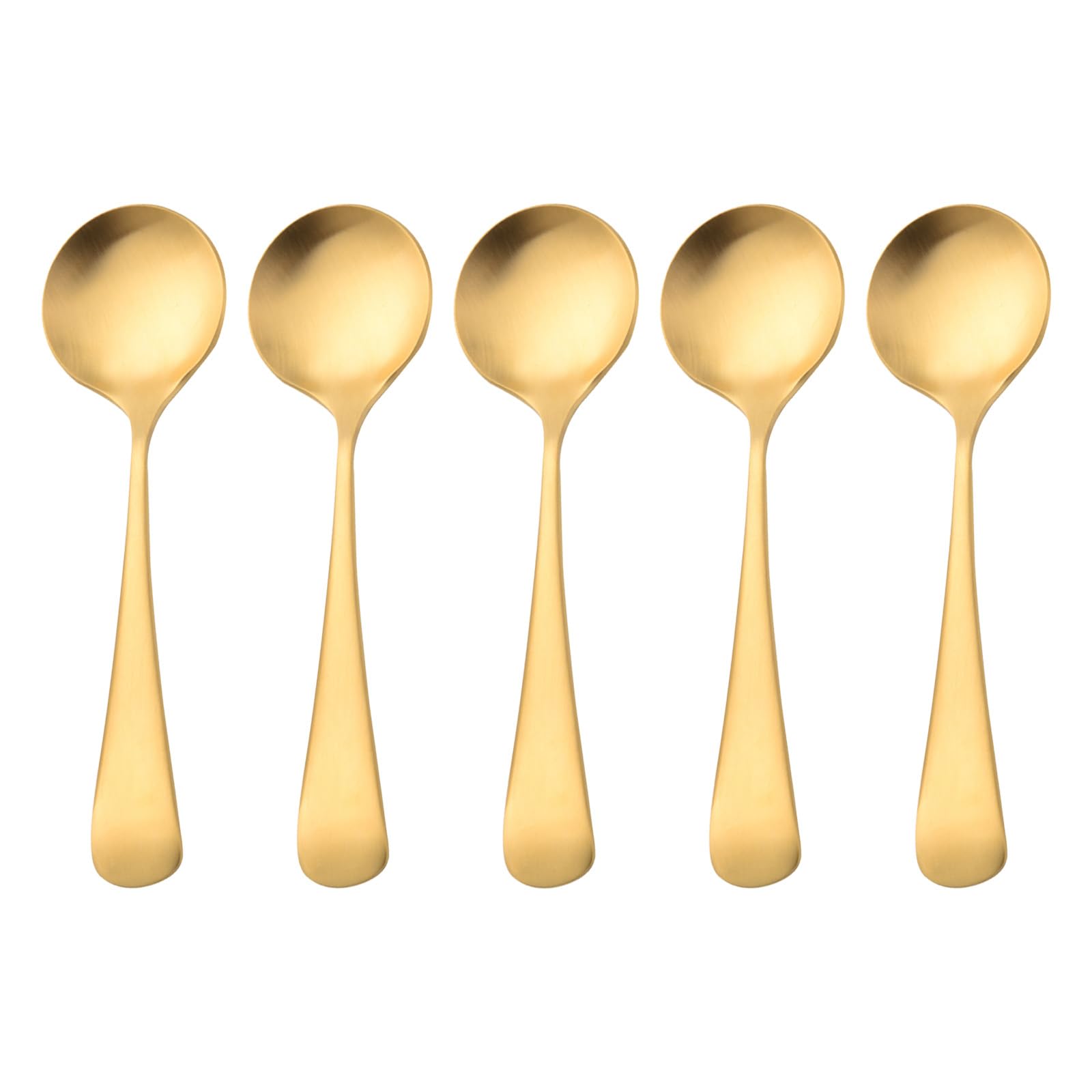 Cuillère à soupe 100 % cuivre pur, 16 cm en laiton givré artificiellement forgé, convient pour les repas à la maison, les restaurants, les desserts, les gâteaux, la crème glacée (5)