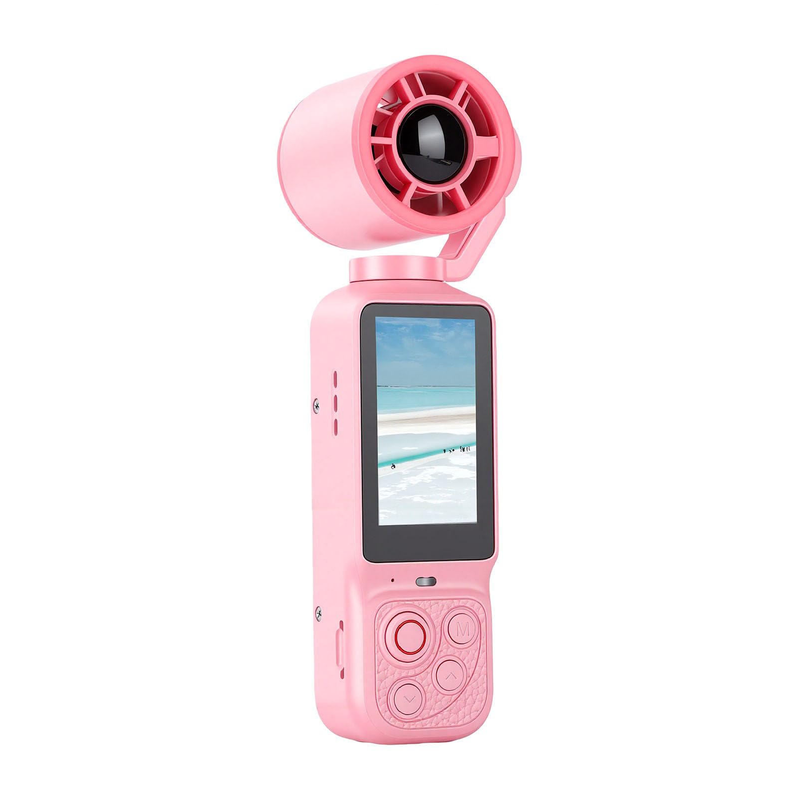Asixxsix Vlogging Camera with Fan 2 in 1, 4K 64MP HD POV (Pink) | 180 Rotatable Lens, 1.97 inch Screen, Universal 1/4 Inch Mount, Rechargable 2000mAh Battery, for Travel and Daily Moments-image-5