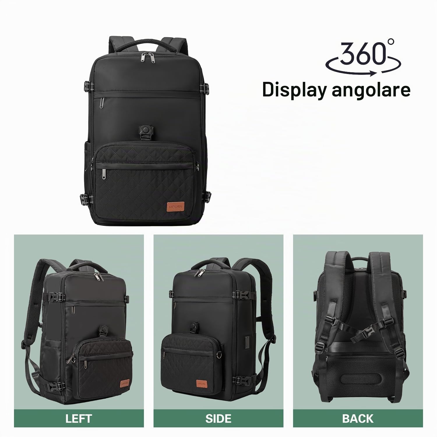 Grande zaino da viaggio per donne e uomini, zaino da portare a mano, bagaglio da volo, impermeabile, sportivo, casual