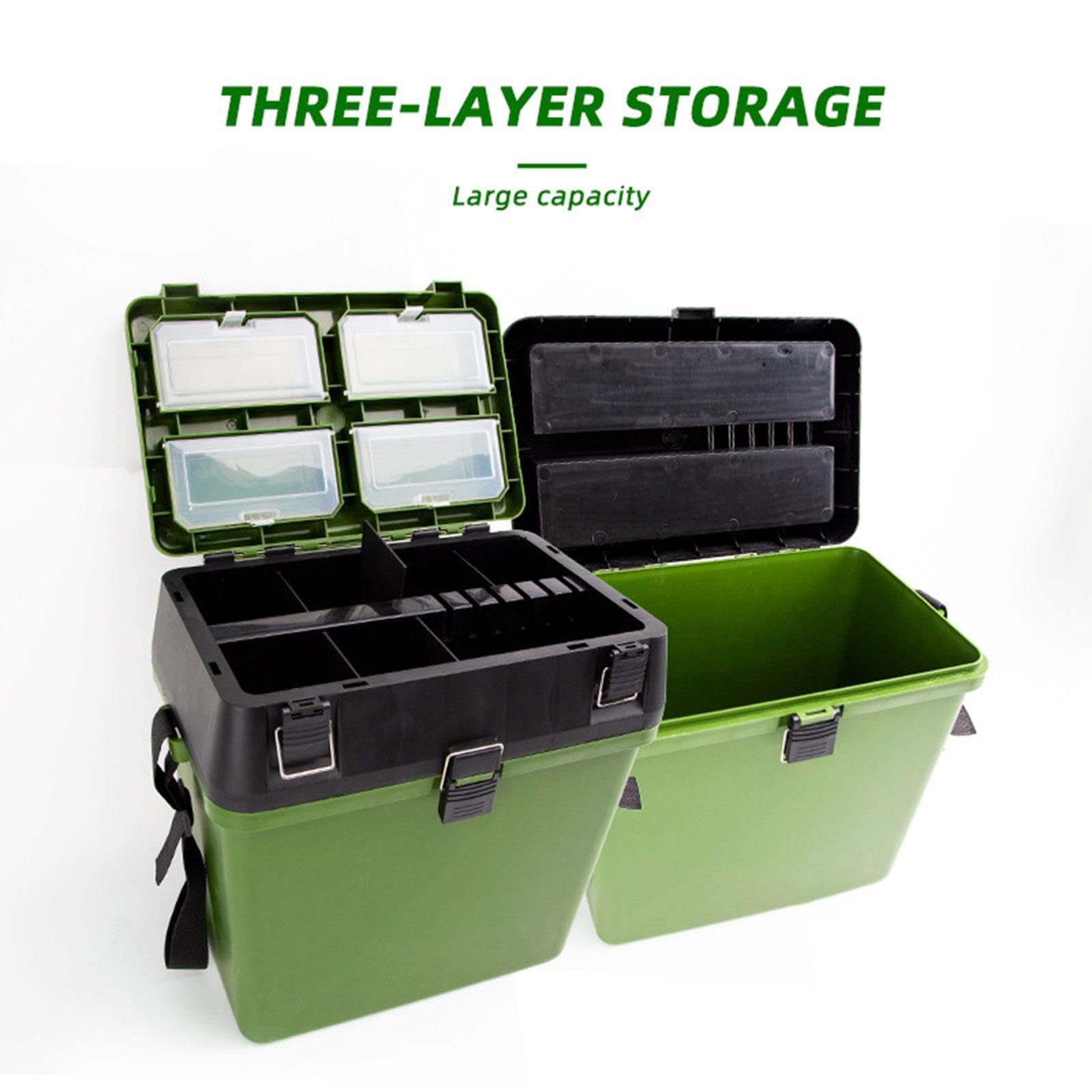 Caja de Pesca Multiusos con Capacidad de Carga de 100 Kg, Asiento Y Estuche para Señuelos de Pesca para Aficionados.