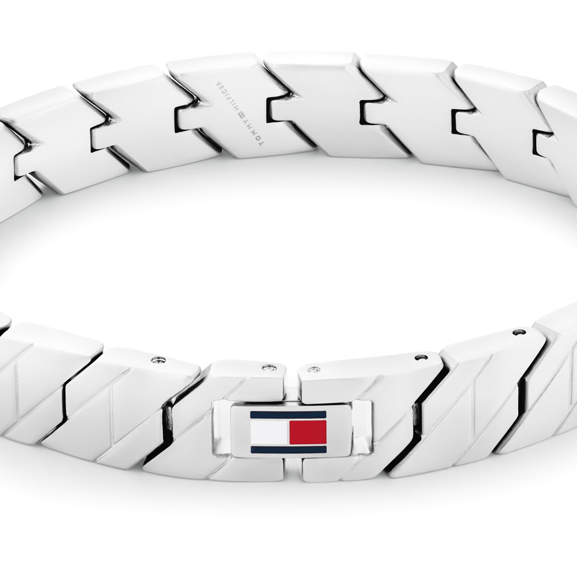 Tommy Hilfiger Biżuteria męska bransoletka ze stali nierdzewnej z kultową flagą Tommy Hilfiger – dostępna w kolorze srebrnym lub złotym, Jeden rozmiar, Stal nierdzewna, Bez kamieni szlachetnych