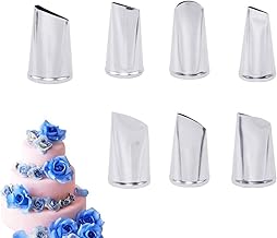 EBLLPA 7Pcs Rose Petal Cake Decorating Tips Roses Pastry Tips Stainless Steel Frosting Icing Piping Nozzles Set Tulip Icing Piping Nozzles Icing Piping Tips Flower Frosting Tips Set