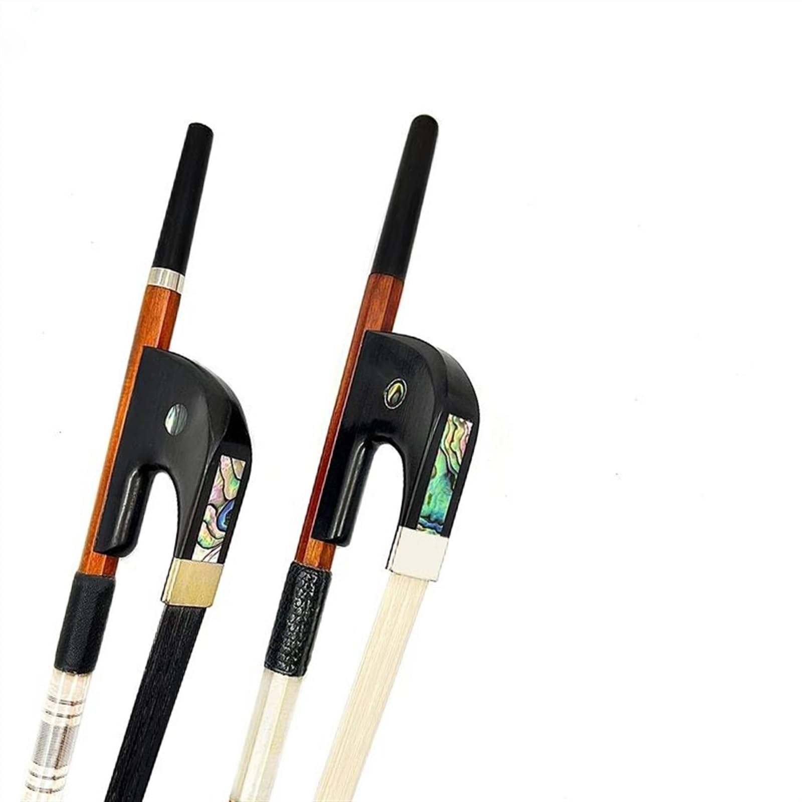 Archetto Per Violino 1 Pz. Germania Stile Professione Pernambuco Legno 3/4 Arco Contrabbasso Verticale Argento Mound(Black horsetail)