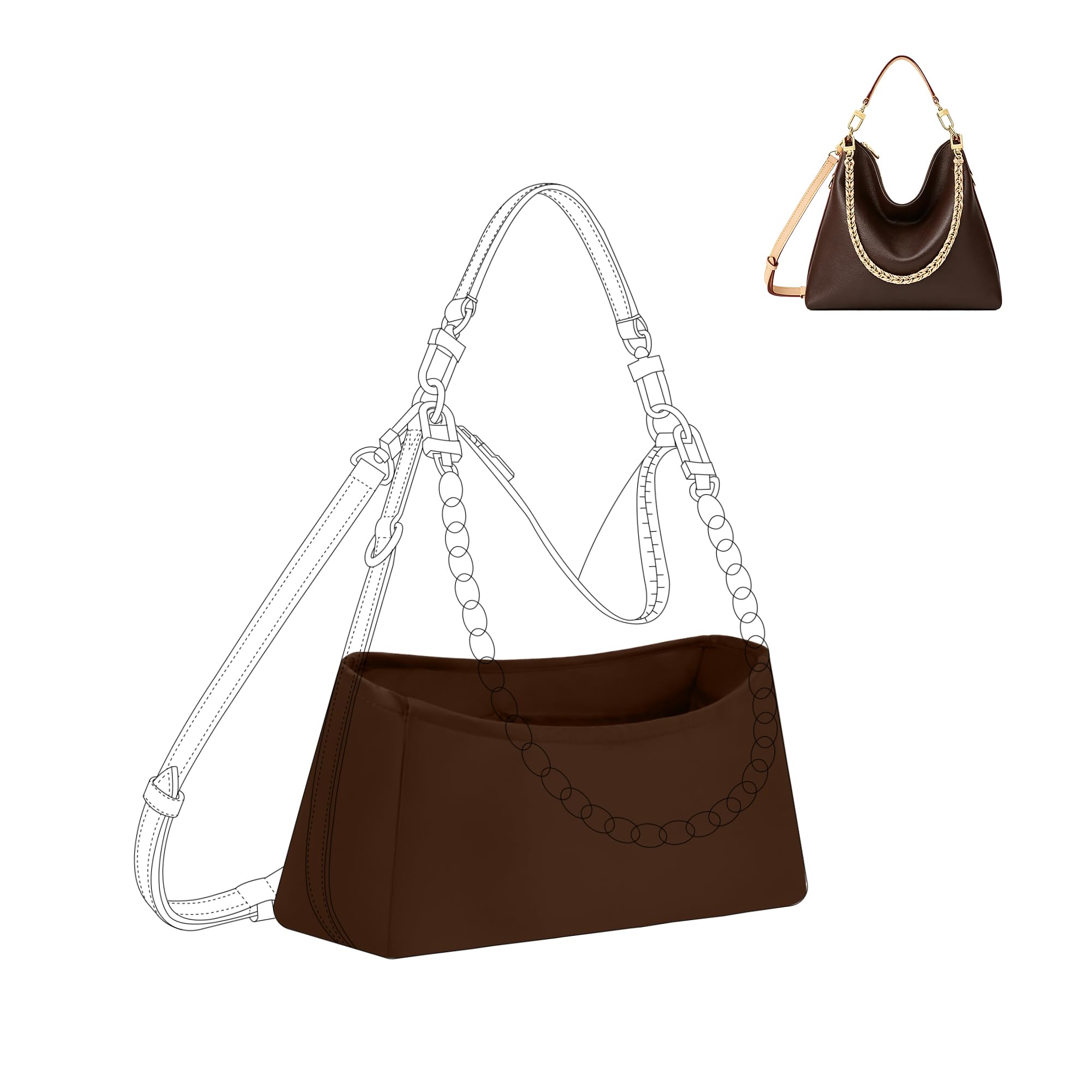 DGAZ Satin Handtaschen Organizer für LV Multipass, Chocolate