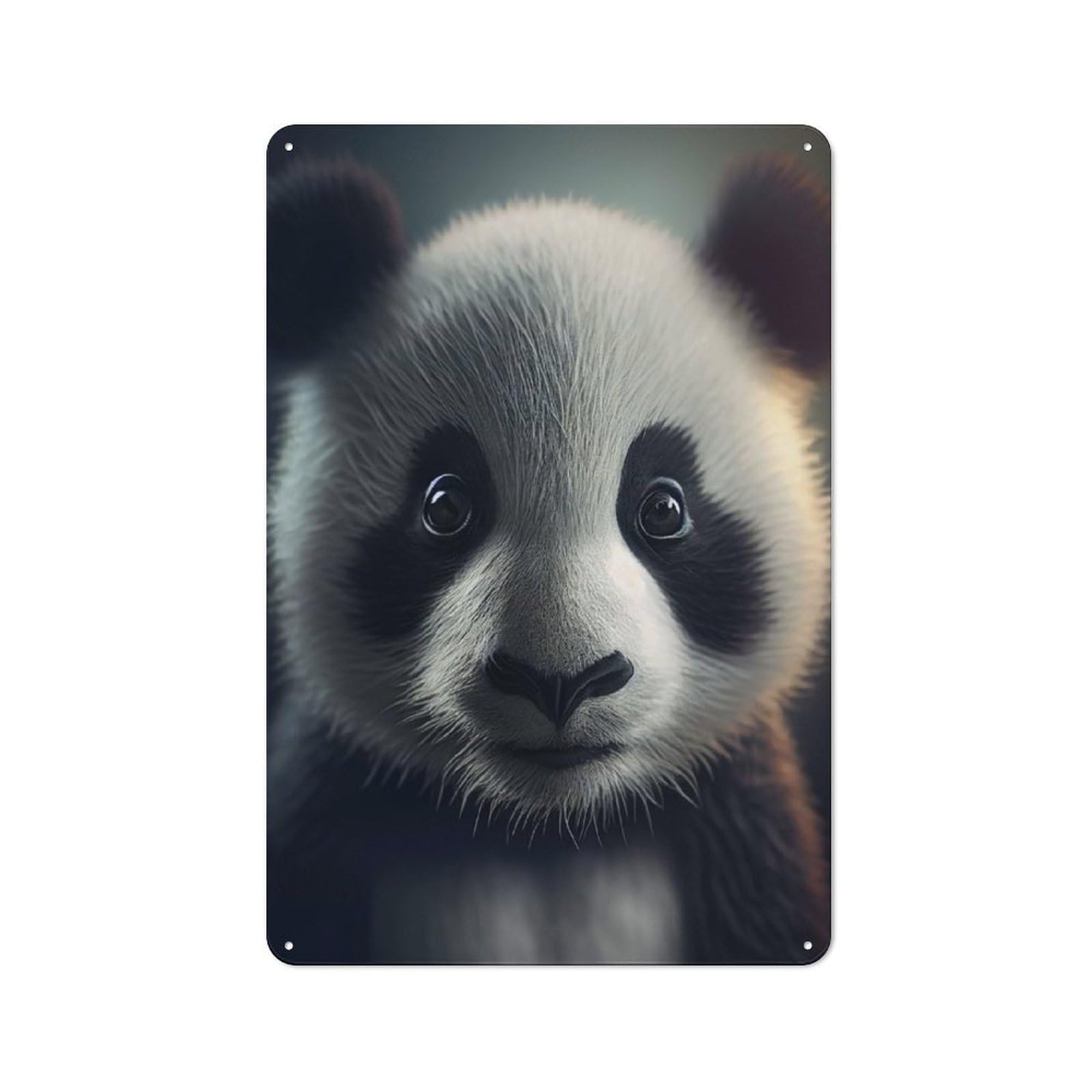 Metal Wall Sign 30x20cm Featuring Looking In Your Soul Panda for Hallway Wall, Suited to Wall Display Collectors
