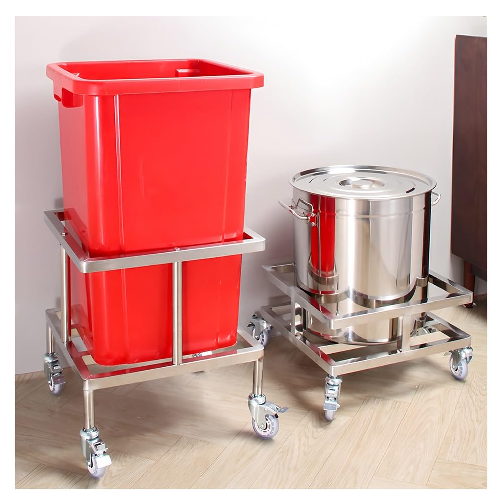 Portavaso in acciaio inox con ruote, base mobile per bombole del gas, carrello multiuso per mobili, per barili di spostamento, secchi per latte