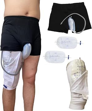 Reusable Male Urinal Bag Catheter Leg Bag Holder Pee Bag Portable Wearable Mens Urinal Elastic Waistband Toilet Elastic Waistband Urine Replacement Collector Urine Bag Holder S