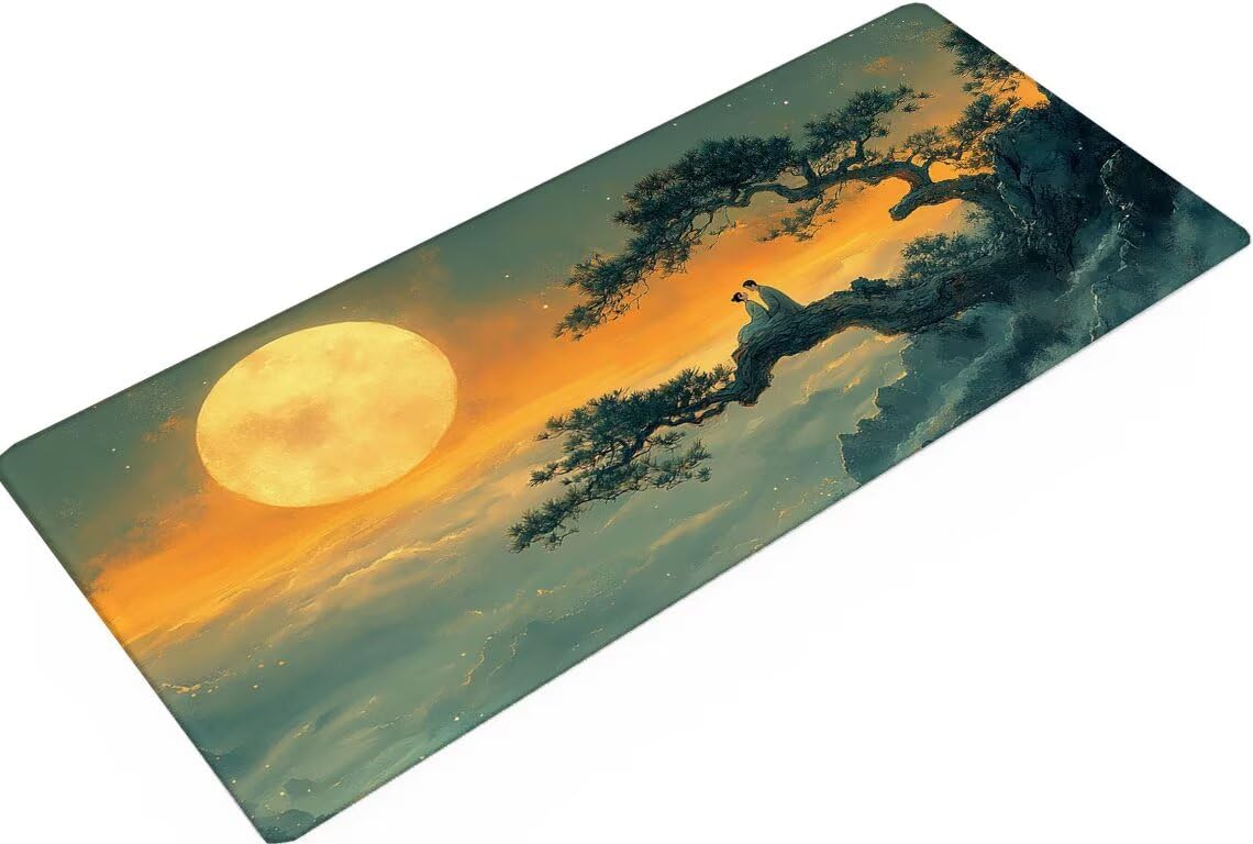 Alfombrilla Ratón Azul Alfombrilla Escritorio Pareja Mouse Pad Gaming Duradera, Mouse Pad Grande Gaming Mejora Precisión y La Velocidad, Antideslizante Desk Mat para PC, Oficina 1600x800x3mm Y2-411
