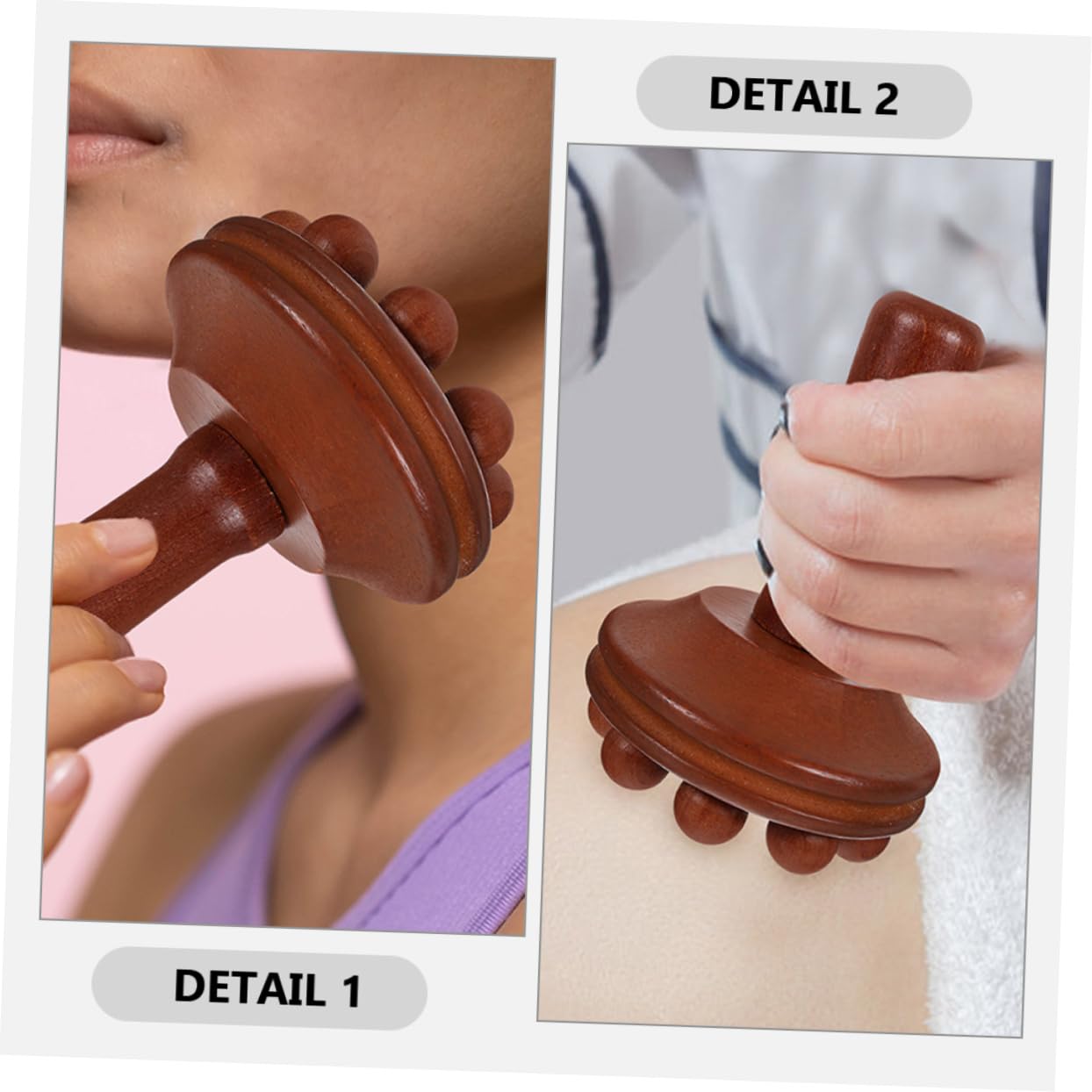 Healvian 6piezas Masajeador De Madera Herramienta De Acupuntura Manual Para Relajación y Cepillo De Masaje Para Casa y