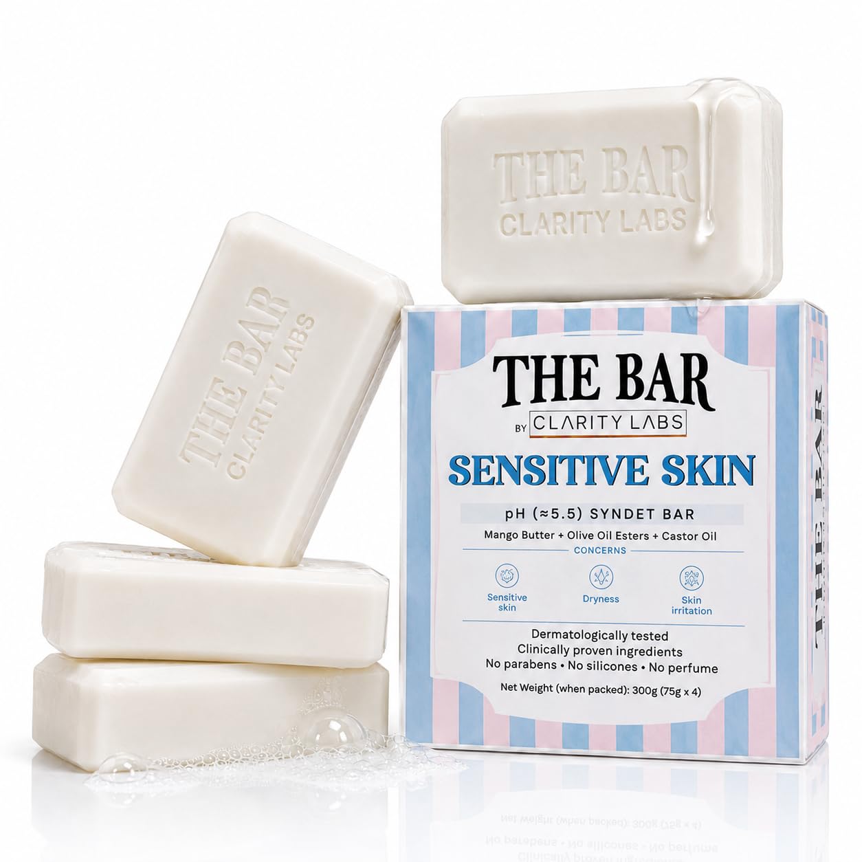 Clarity Labs | SENSITIVE SKIN | pH 5.5 SYNDET BAR | (Pack of 4) | Carnauba Wax | Mango Butter | Soap free cleanser | For Sensitive Skin | Moisturizing bathing bar for Babies, Teens and Adults-image-46