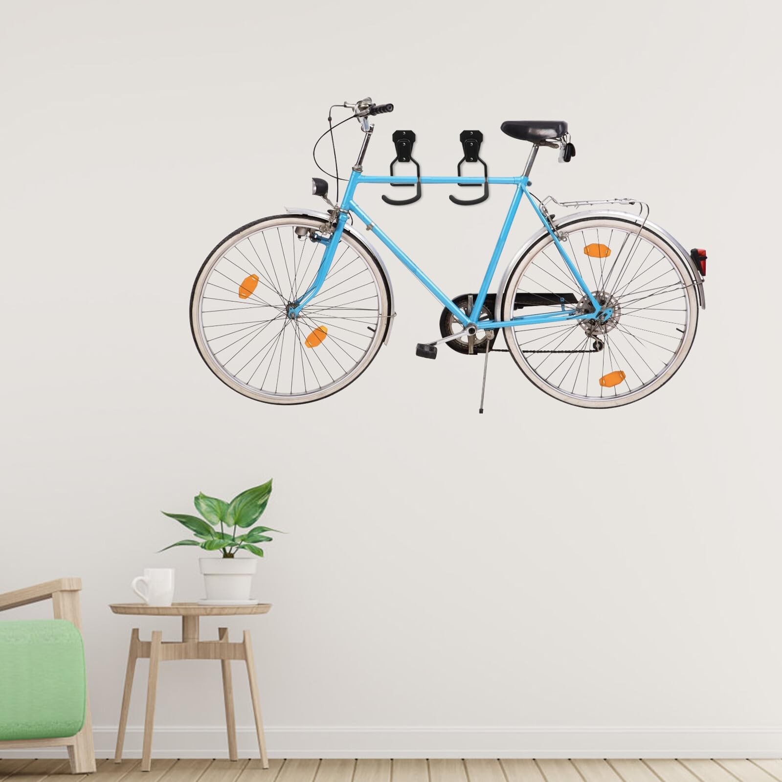 SHINEOFI 4 Pezzi Ganci da Muro per Garage Portabici Resistente in Ferro per Organizzazione Supporto Multifunzionale per Appendere Biciclette e Utensili Design Moderno e Facile da Installare