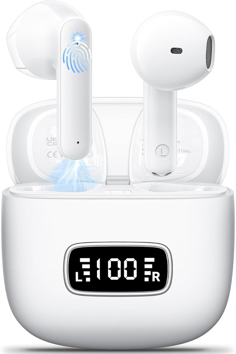 Wireless Earbuds Bluetooth 5.4,Long Battery Life Lightweight Earphones,Comfortable Fit Wireless Headphones For Small Ears,IPX6 Waterproof Earbuds For Running Gym Work Travel Music Calls