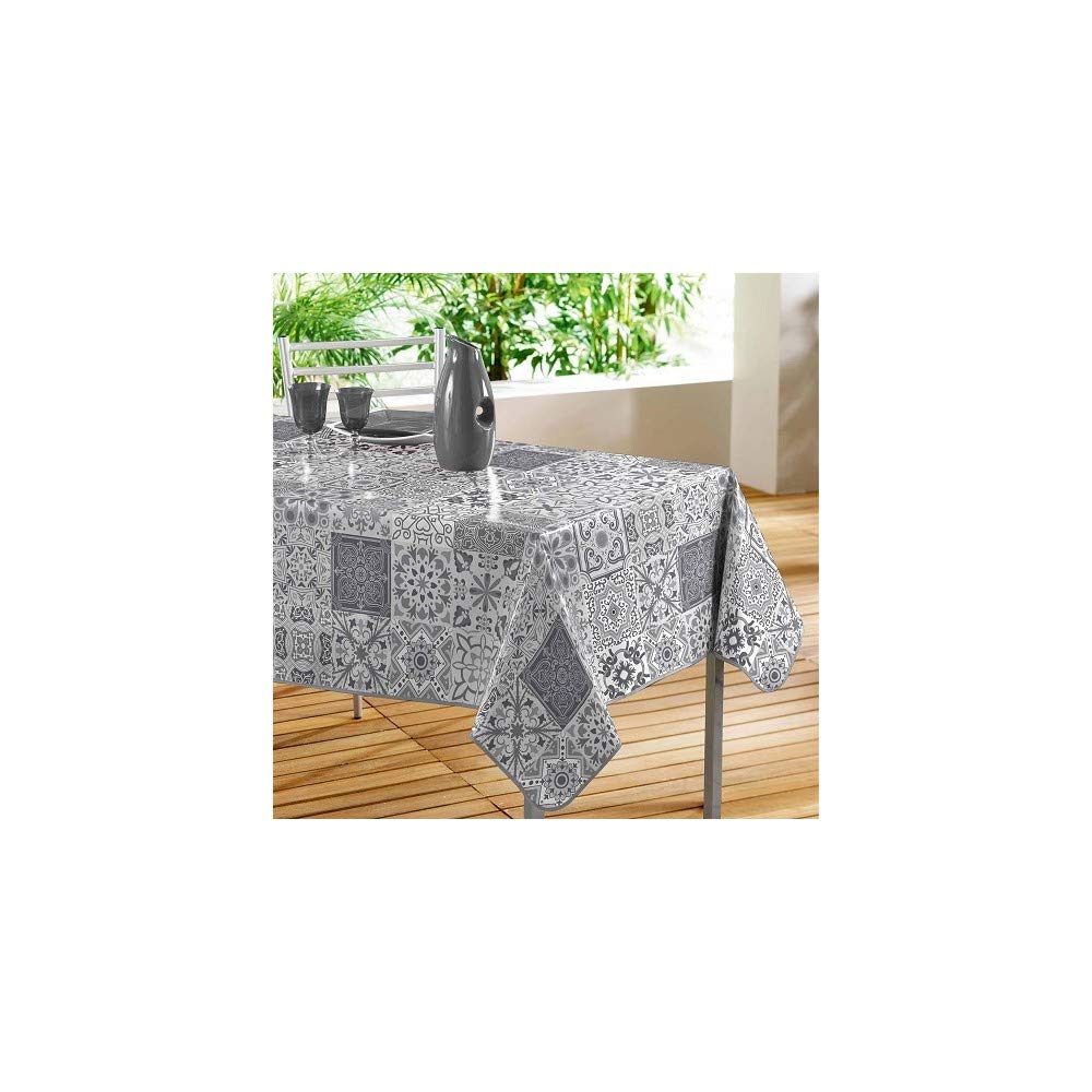 décor line Douceur d'Interieur Persischen Tischdecke, rechteckig, PVC, grau, 140 x 240 cm