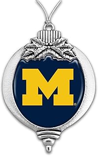 FTH Michigan Wolverines Bulb Silver Metal Christmas Ornament Gift Tree Decoration