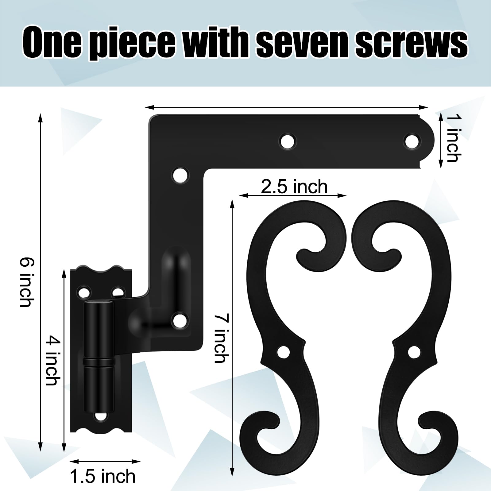 Condition photo showing Good Condition for 4 pack (2 pair) steel blind shutter hinges 1-1/16" with s holdback hook for exterior shutters window kit steel with black powder coating lift off pintle reversible hinges heavy duty door