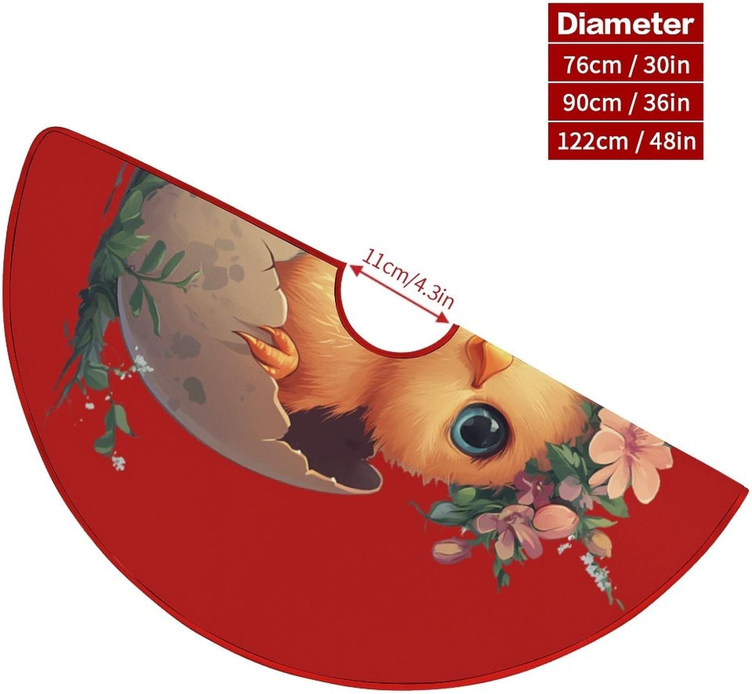 Hatching Chick Flowers Christmas Tree Skirt Ornaments Christmas Tree Mat for Home Party Holiday Decorations