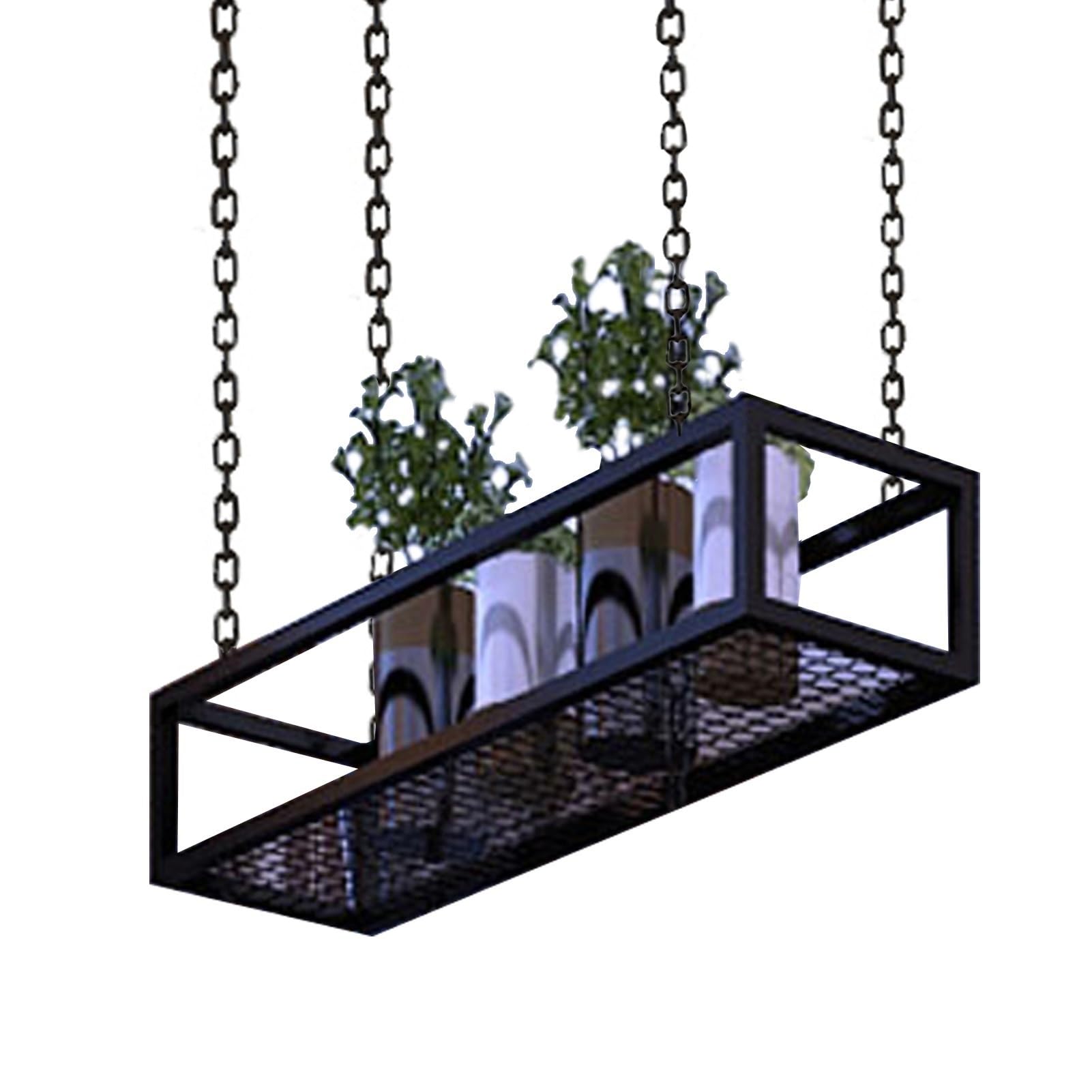 Étagères flottantes au plafond suspendues au design architectural pour intérieur contemporain