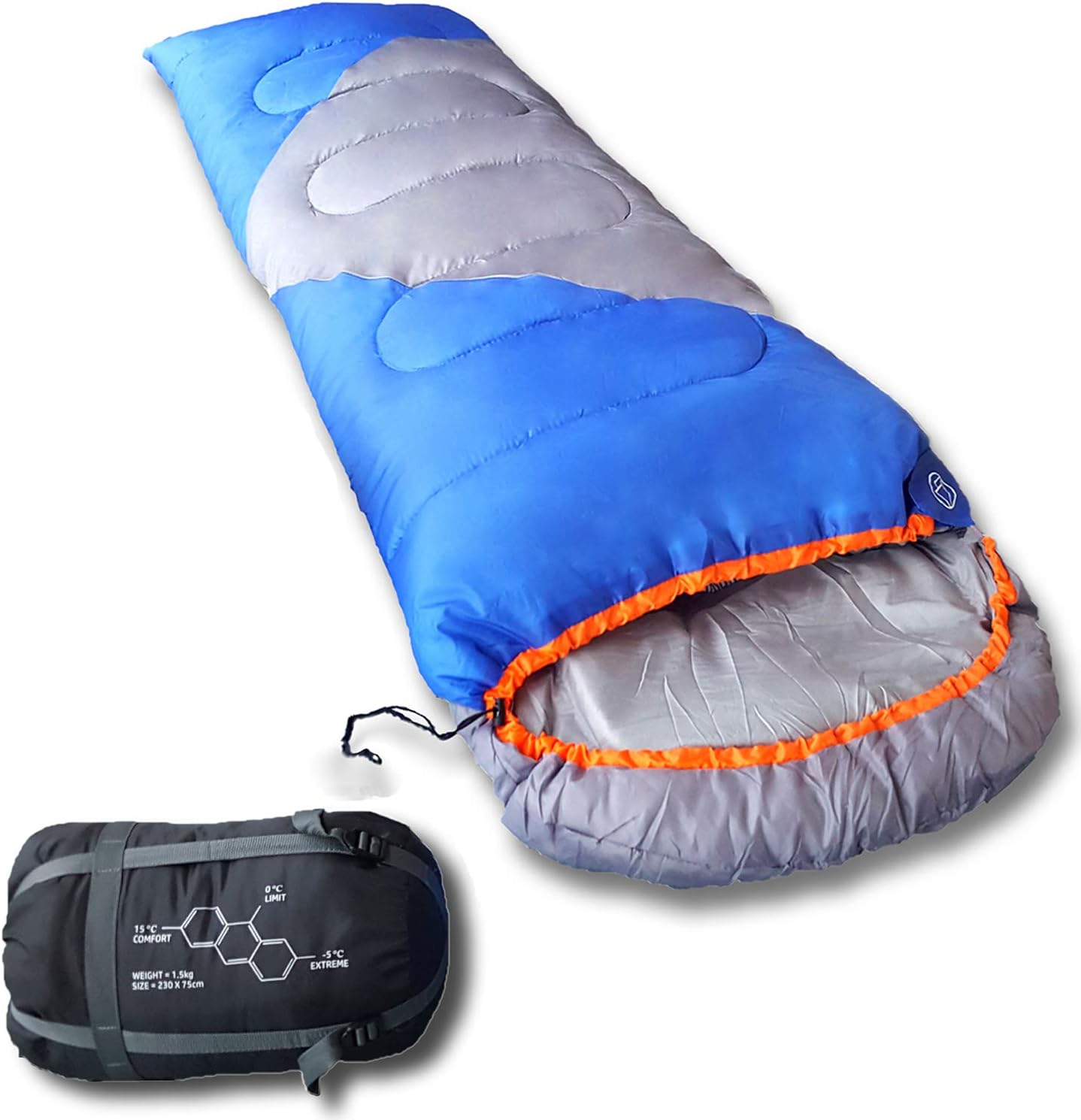 Mountaineers Outdoor Sleeping Bag, Right-Sided Zipper, Retangular, Blue, 230Cm * 75Cm