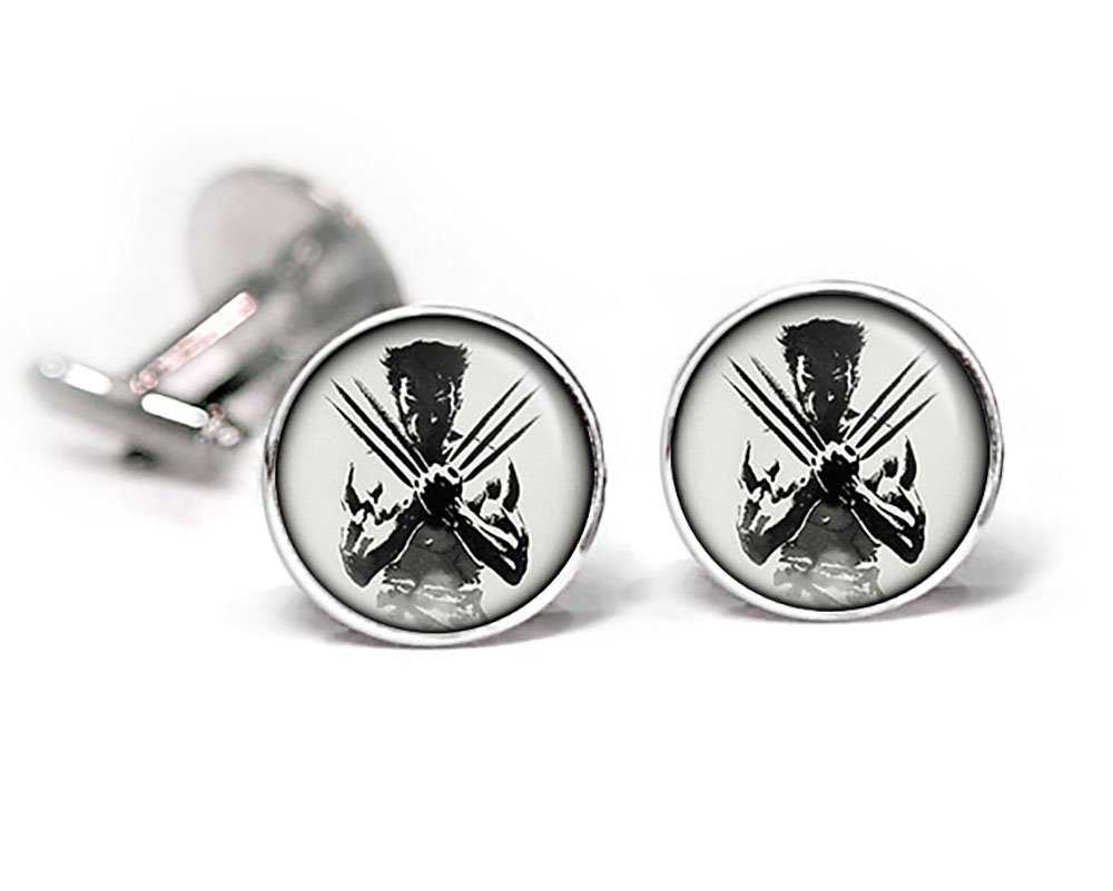 SharedImaginationWolverine Cufflinks, X-men Tie Clip, Wolverine Cuff Links, Superhero Wedding Jewelry, Groomsmen Gifts, Groomsman Gift, Glass, na